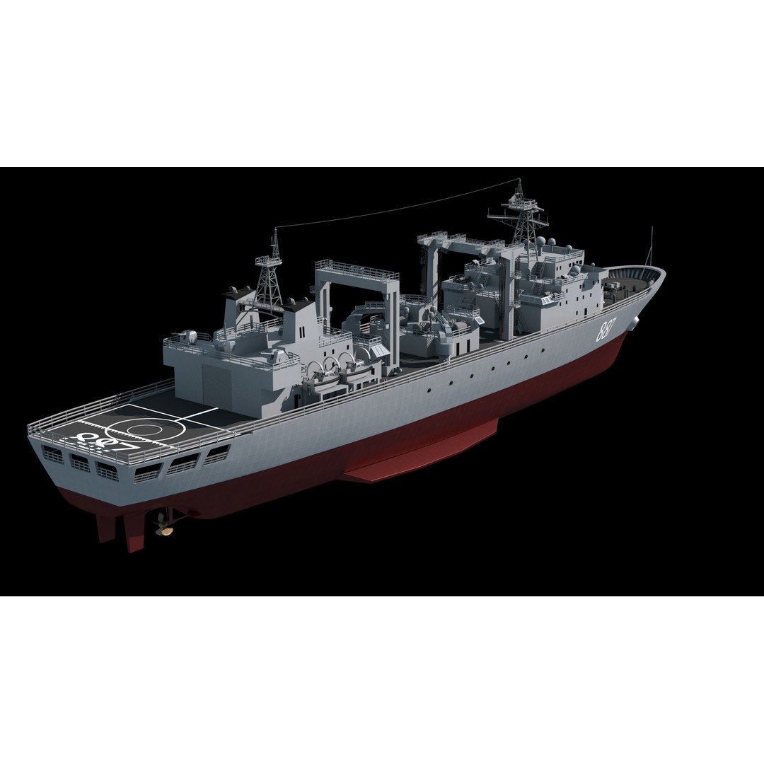 Qiandaohu Type 903 3D Model – Comprehensive Supply Ship, FBX, OBJ - View 6