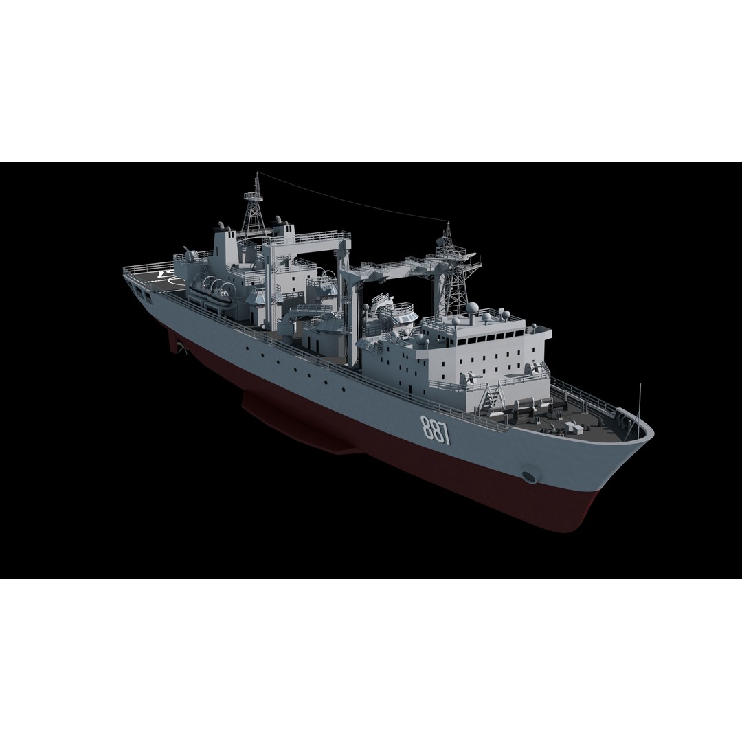 Qiandaohu Type 903 3D Model – Comprehensive Supply Ship, FBX, OBJ - View 7