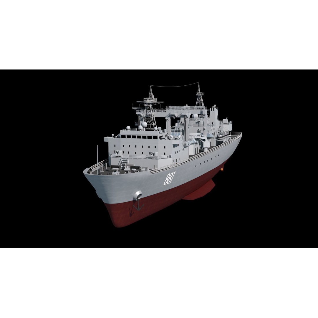 Qiandaohu Type 903 3D Model – Comprehensive Supply Ship, FBX, OBJ - View 8