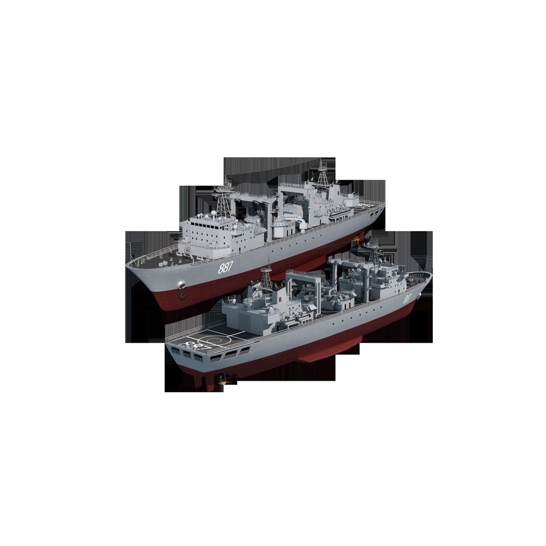 Qiandaohu Type 903 3D Model – Comprehensive Supply Ship, FBX, OBJ - View 9
