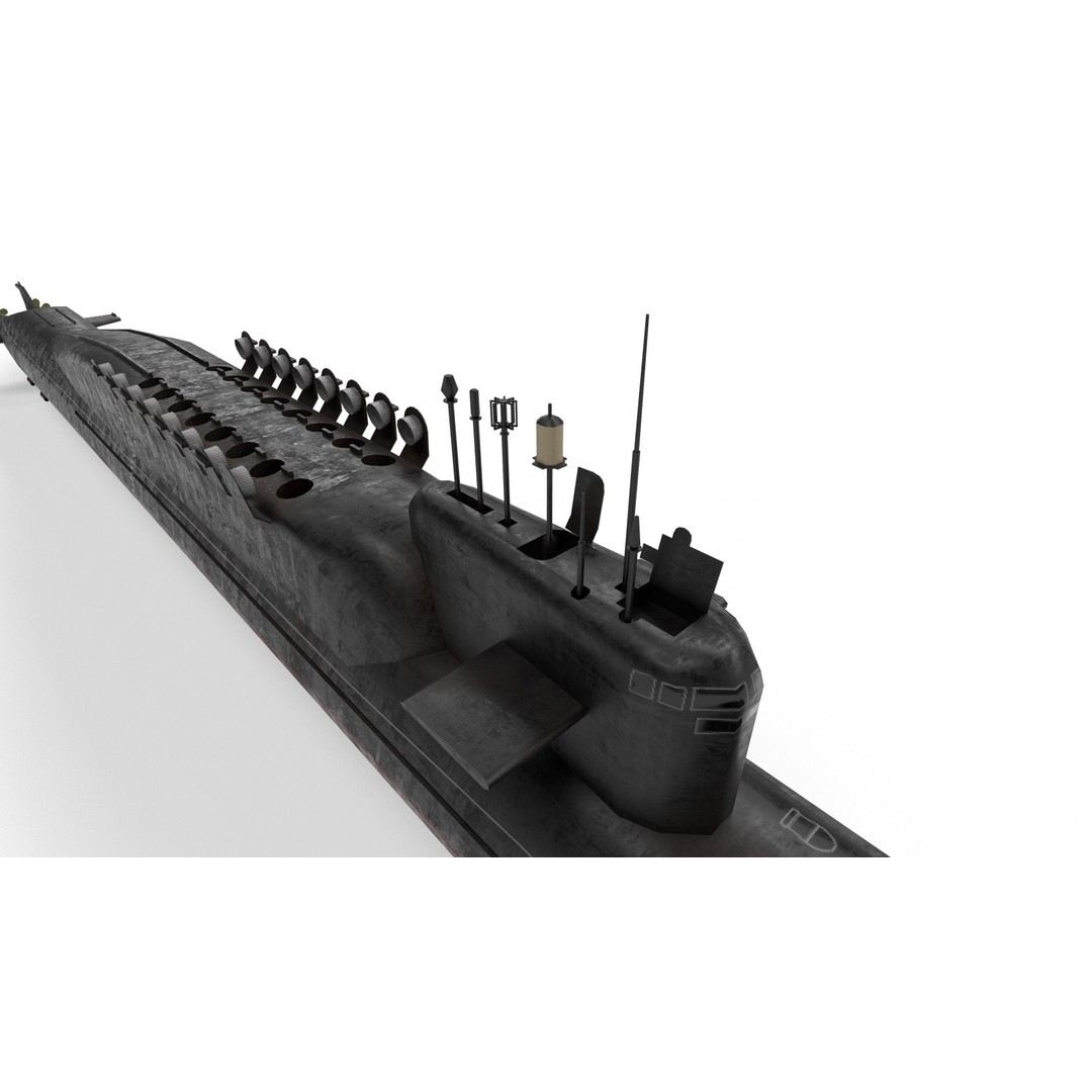 Delta Class Submarine 3D Model – Low Poly Game Asset, FBX