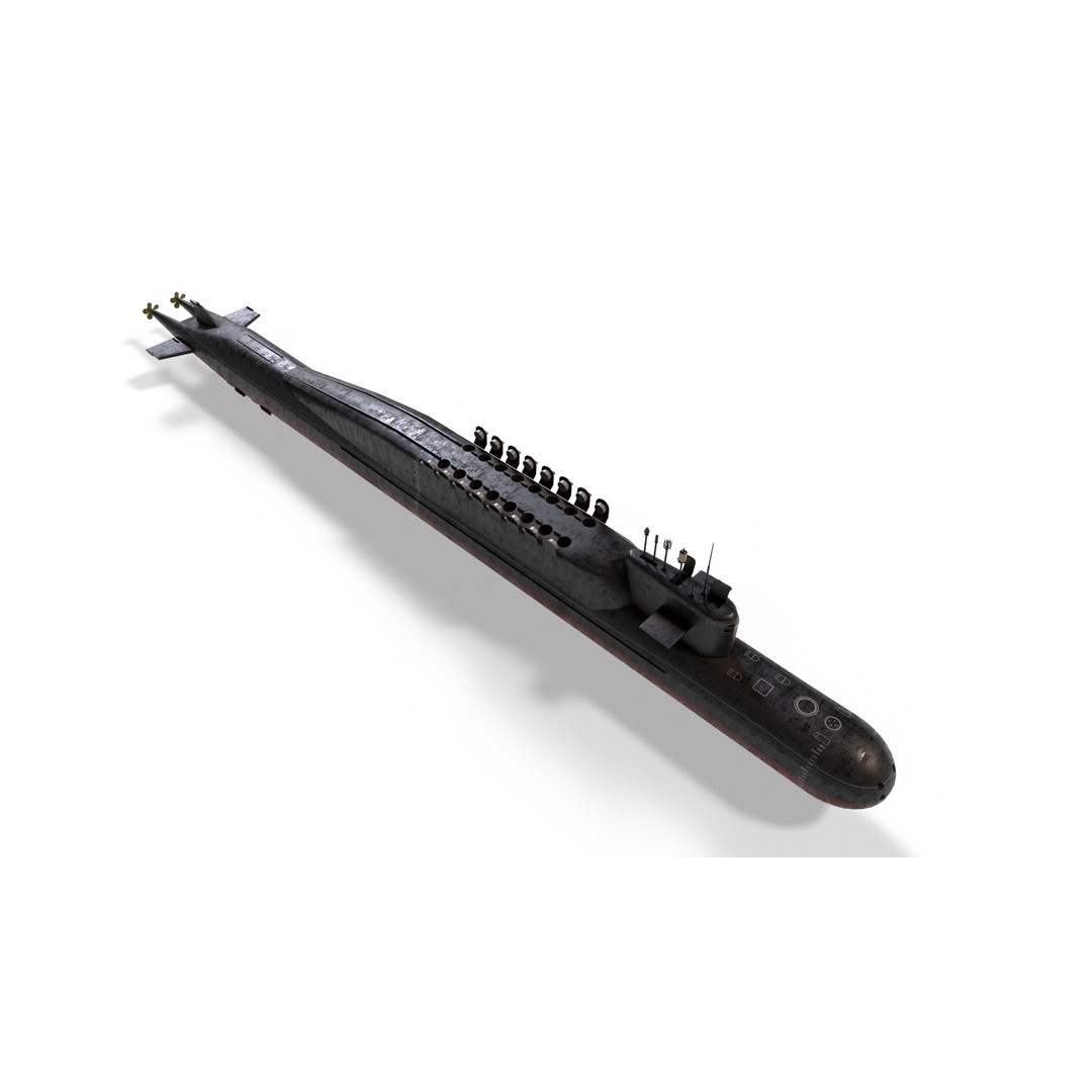 Delta Class Submarine 3D Model – Low Poly Game Asset, FBX - View 11