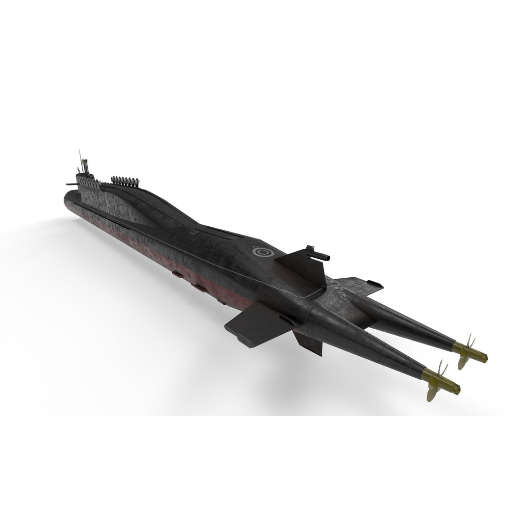 Delta Class Submarine 3D Model – Low Poly Game Asset, FBX - View 22