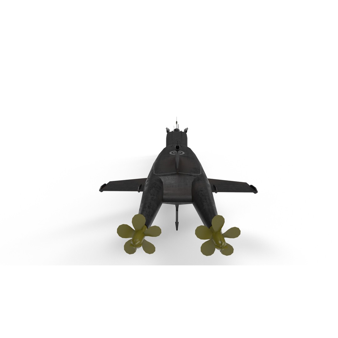 Delta Class Submarine 3D Model – Low Poly Game Asset, FBX - View 23