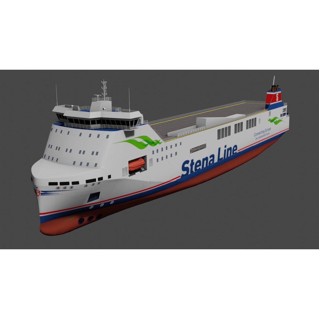 Methanol Hybrid Ferry 3D Model – Low Poly Watercraft, FBX - View 10