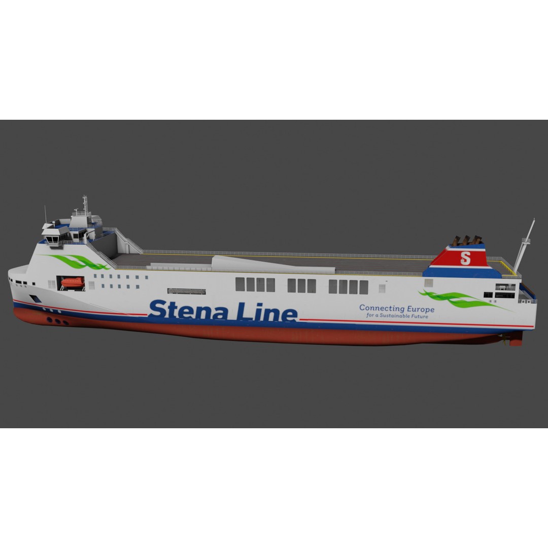Methanol Hybrid Ferry 3D Model – Low Poly Watercraft, FBX - View 11