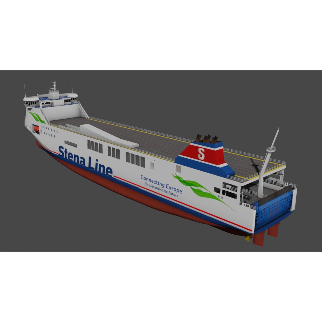 Methanol Hybrid Ferry 3D Model – Low Poly Watercraft, FBX - View 12