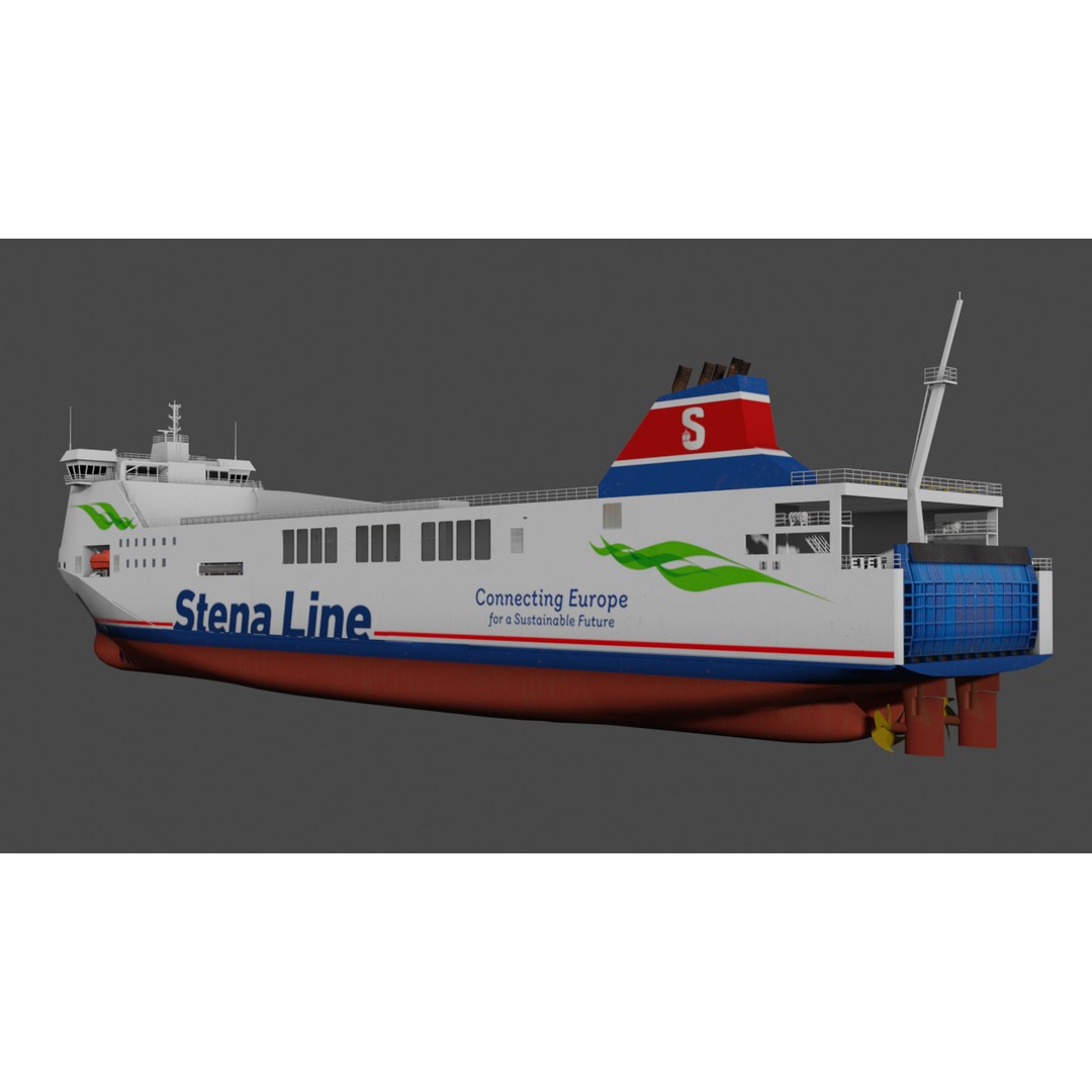 Methanol Hybrid Ferry 3D Model – Low Poly Watercraft, FBX - View 13