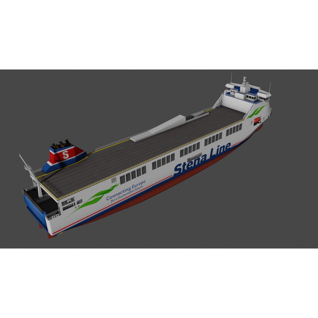 Methanol Hybrid Ferry 3D Model – Low Poly Watercraft, FBX - View 14