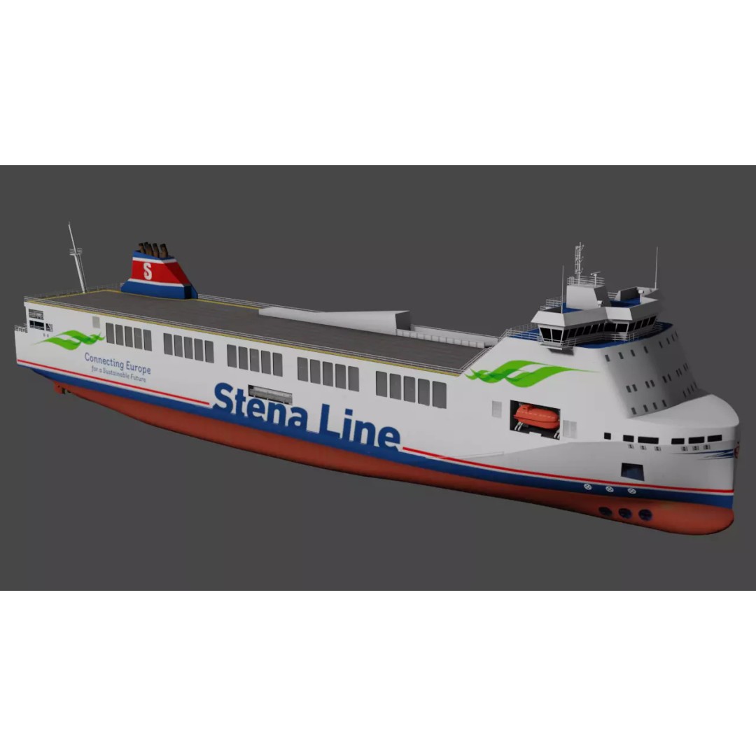 Methanol Hybrid Ferry 3D Model – Low Poly Watercraft, FBX - View 2