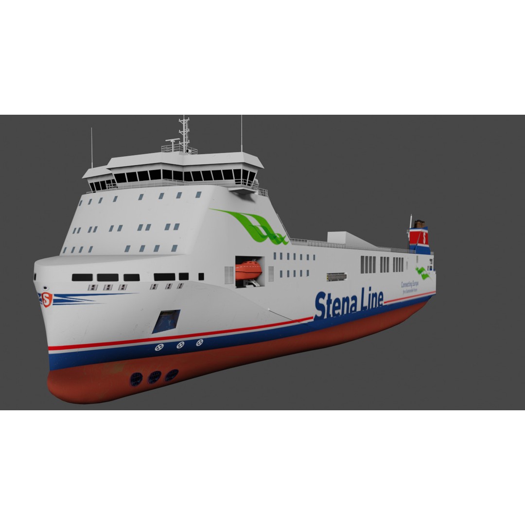 Methanol Hybrid Ferry 3D Model – Low Poly Watercraft, FBX - View 3