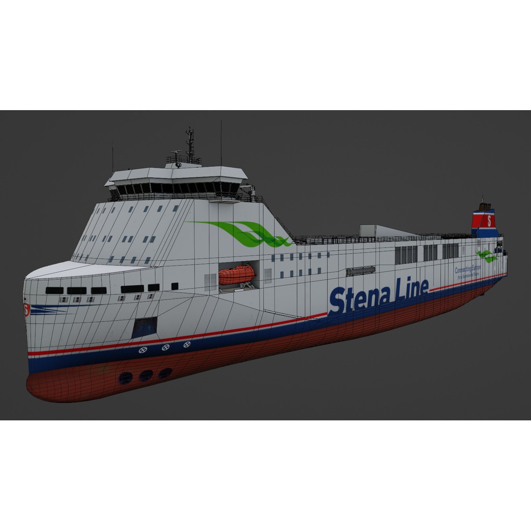 Methanol Hybrid Ferry 3D Model – Low Poly Watercraft, FBX - View 4