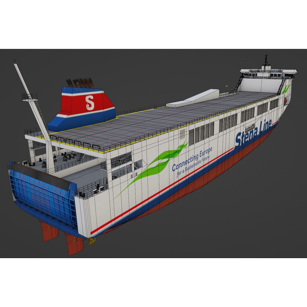 Methanol Hybrid Ferry 3D Model – Low Poly Watercraft, FBX - View 6