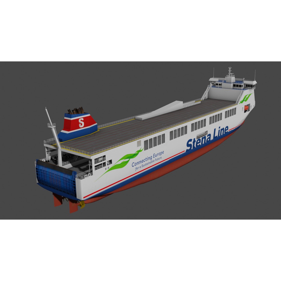 Methanol Hybrid Ferry 3D Model – Low Poly Watercraft, FBX - View 9