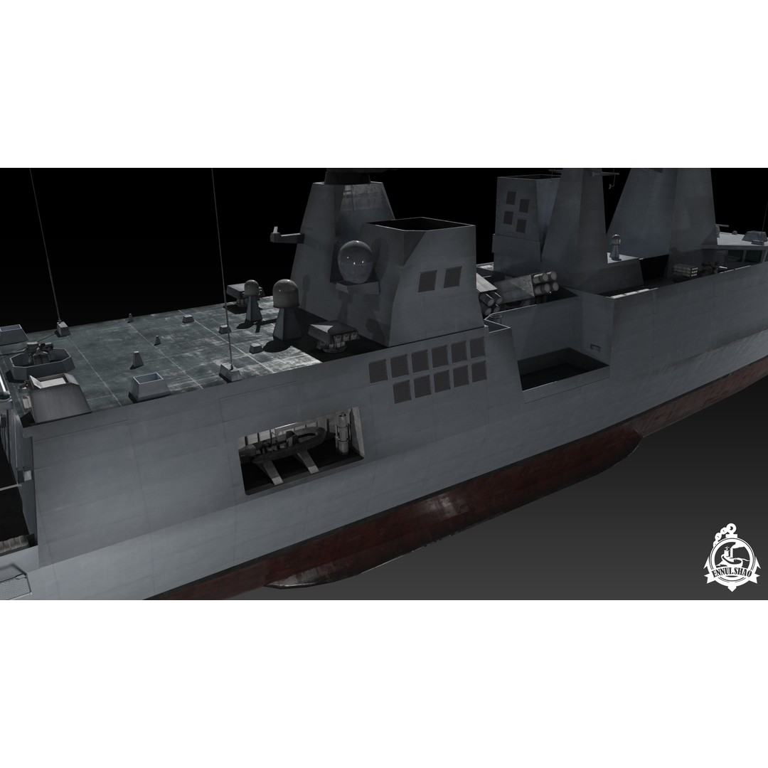 Horizon Class Destroyer FS Forbin 3D Model – Low Poly Game-Ready Asset, FBX, OBJ - View 10
