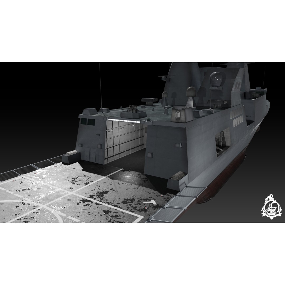 Horizon Class Destroyer FS Forbin 3D Model – Low Poly Game-Ready Asset, FBX, OBJ - View 11