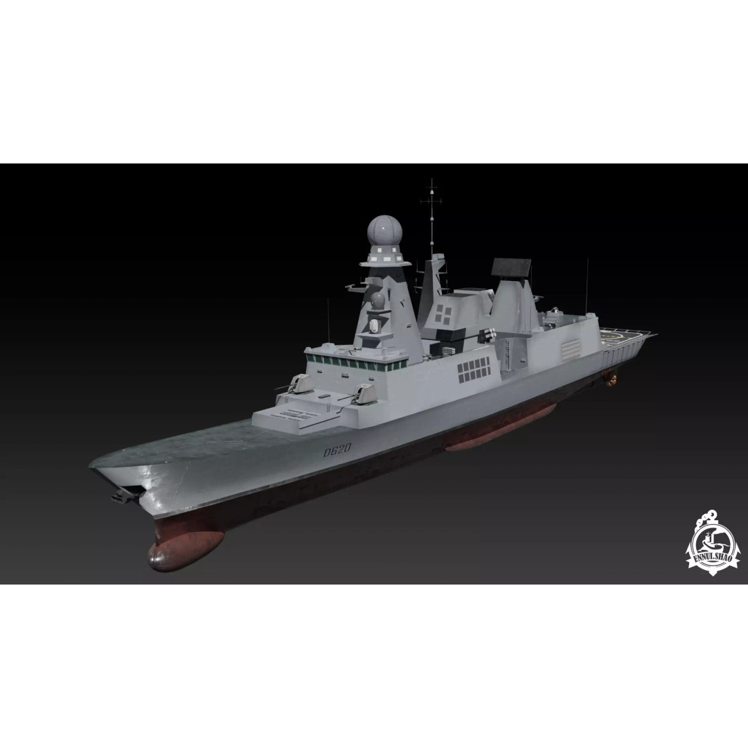 Horizon Class Destroyer FS Forbin 3D Model – Low Poly Game-Ready Asset, FBX, OBJ - View 2