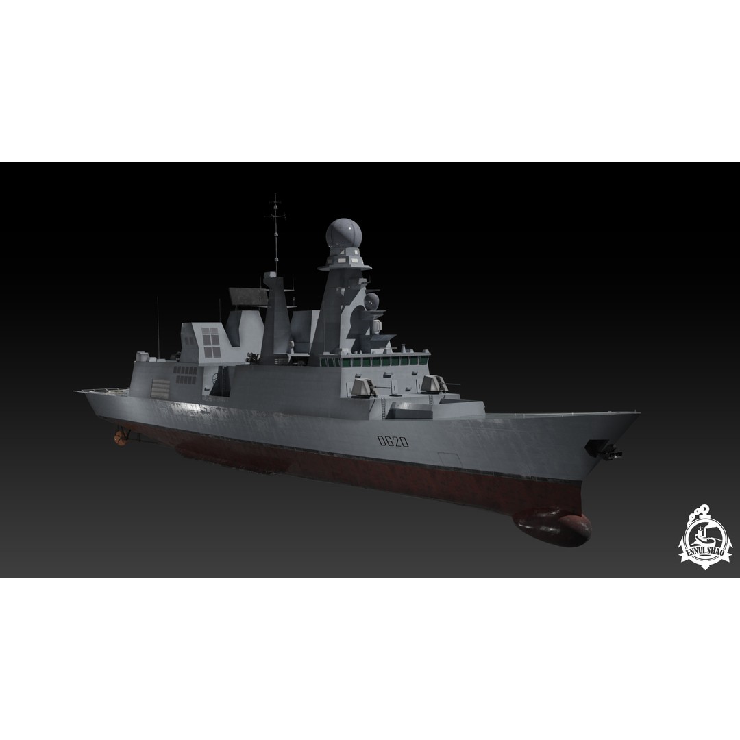 Horizon Class Destroyer FS Forbin 3D Model – Low Poly Game-Ready Asset, FBX, OBJ - View 3