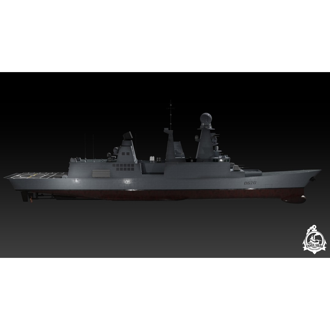 Horizon Class Destroyer FS Forbin 3D Model – Low Poly Game-Ready Asset, FBX, OBJ - View 4