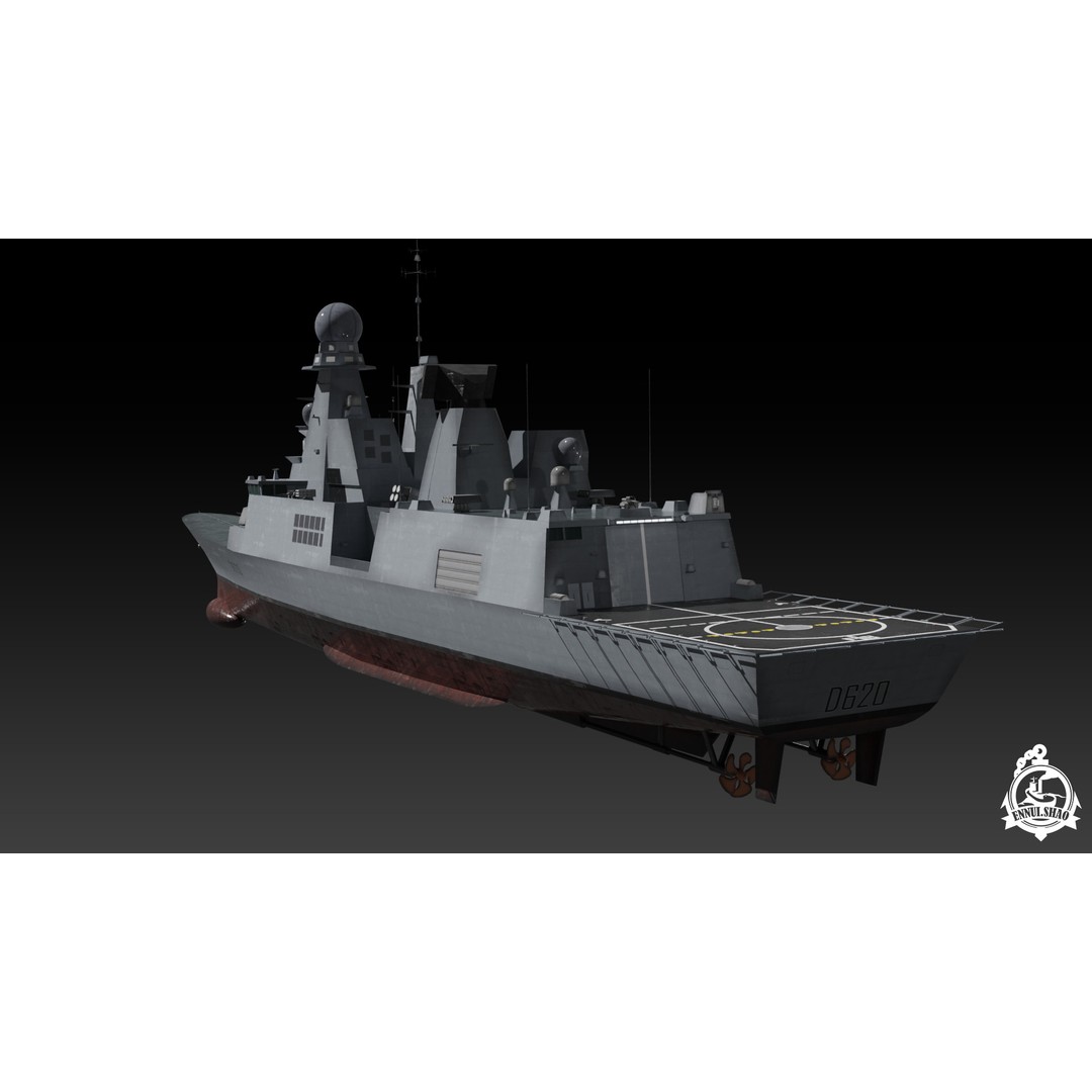 Horizon Class Destroyer FS Forbin 3D Model – Low Poly Game-Ready Asset, FBX, OBJ - View 6