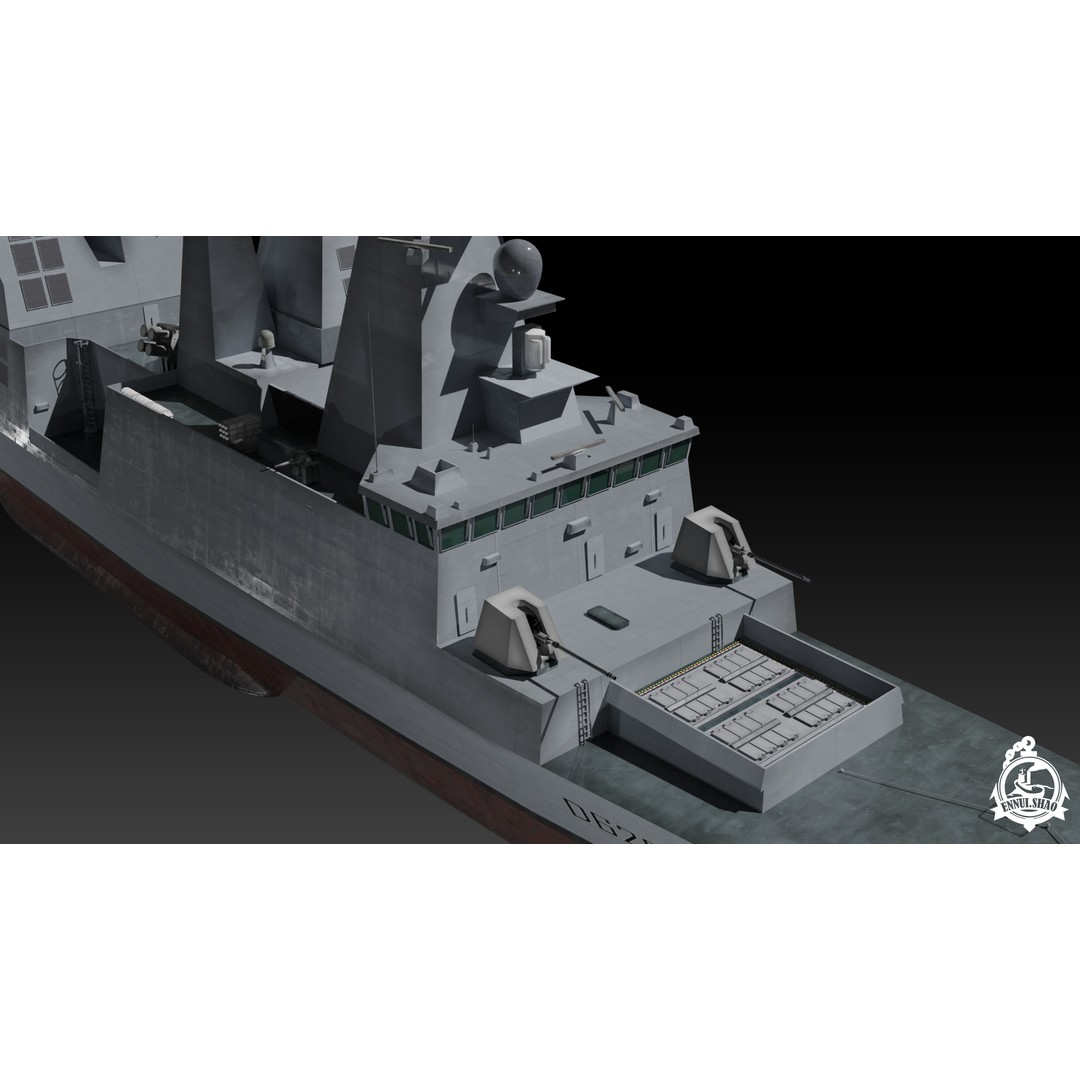 Horizon Class Destroyer FS Forbin 3D Model – Low Poly Game-Ready Asset, FBX, OBJ - View 9