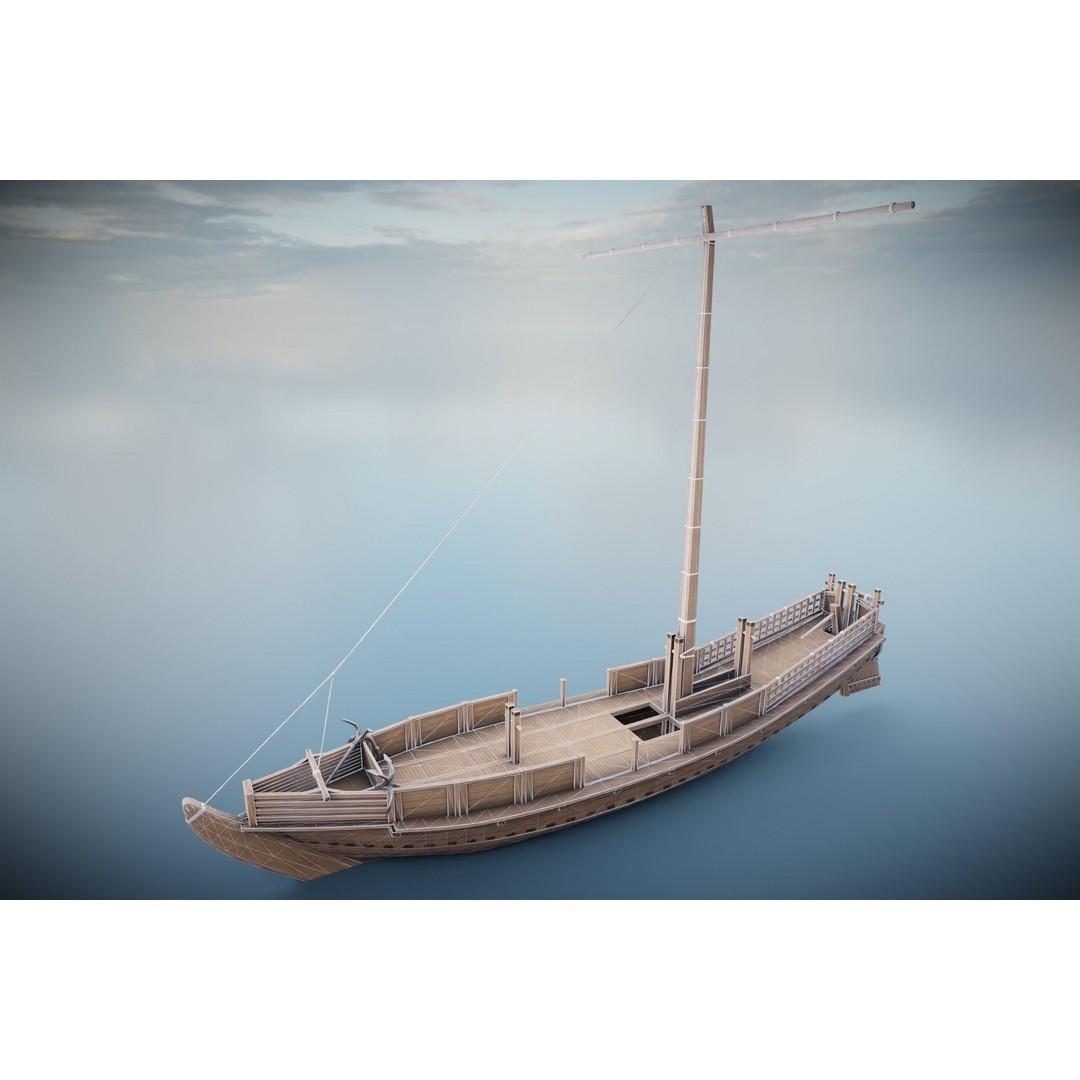 Godairikisen Japanese Ship 3D Model – Low Poly Historic Vessel, FBX