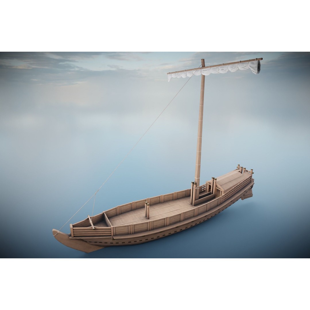 Godairikisen Japanese Ship 3D Model – Low Poly Historic Vessel, FBX - View 13