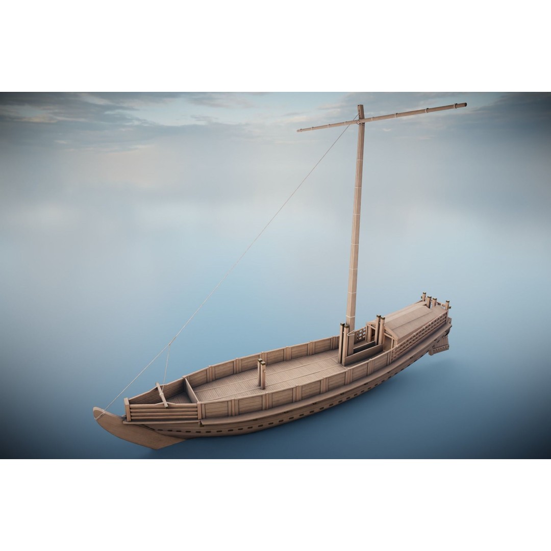 Godairikisen Japanese Ship 3D Model – Low Poly Historic Vessel, FBX - View 14