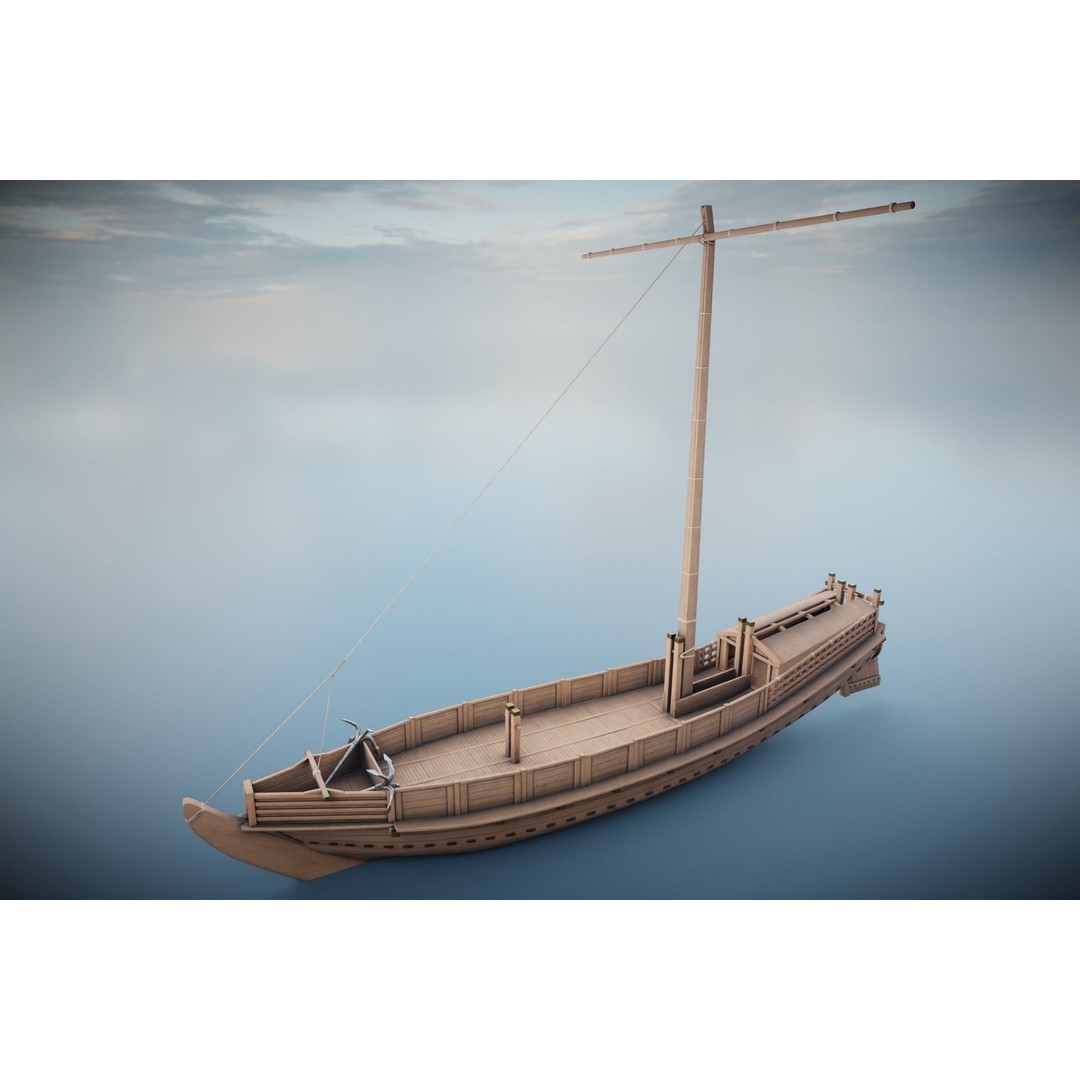 Godairikisen Japanese Ship 3D Model – Low Poly Historic Vessel, FBX - View 16