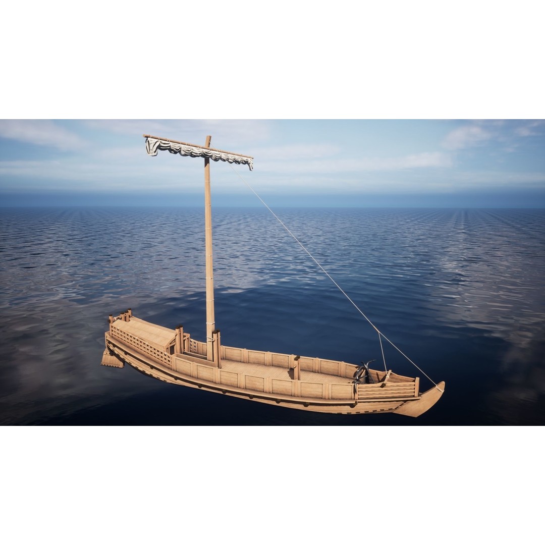 Godairikisen Japanese Ship 3D Model – Low Poly Historic Vessel, FBX - View 17