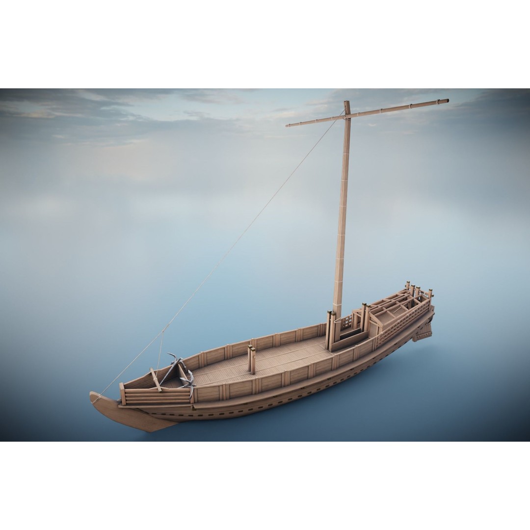 Godairikisen Japanese Ship 3D Model – Low Poly Historic Vessel, FBX - View 18