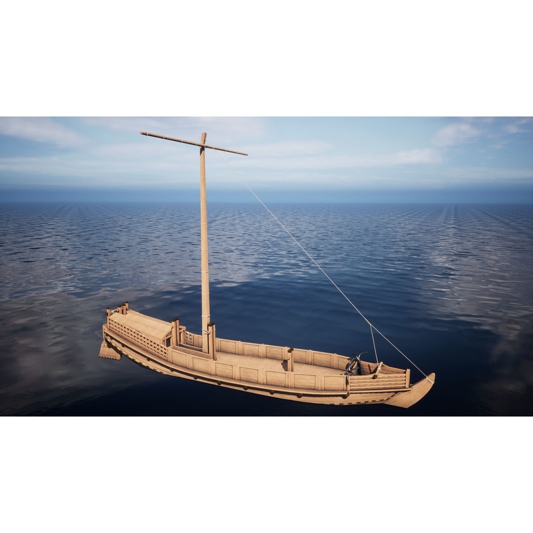 Godairikisen Japanese Ship 3D Model – Low Poly Historic Vessel, FBX - View 19