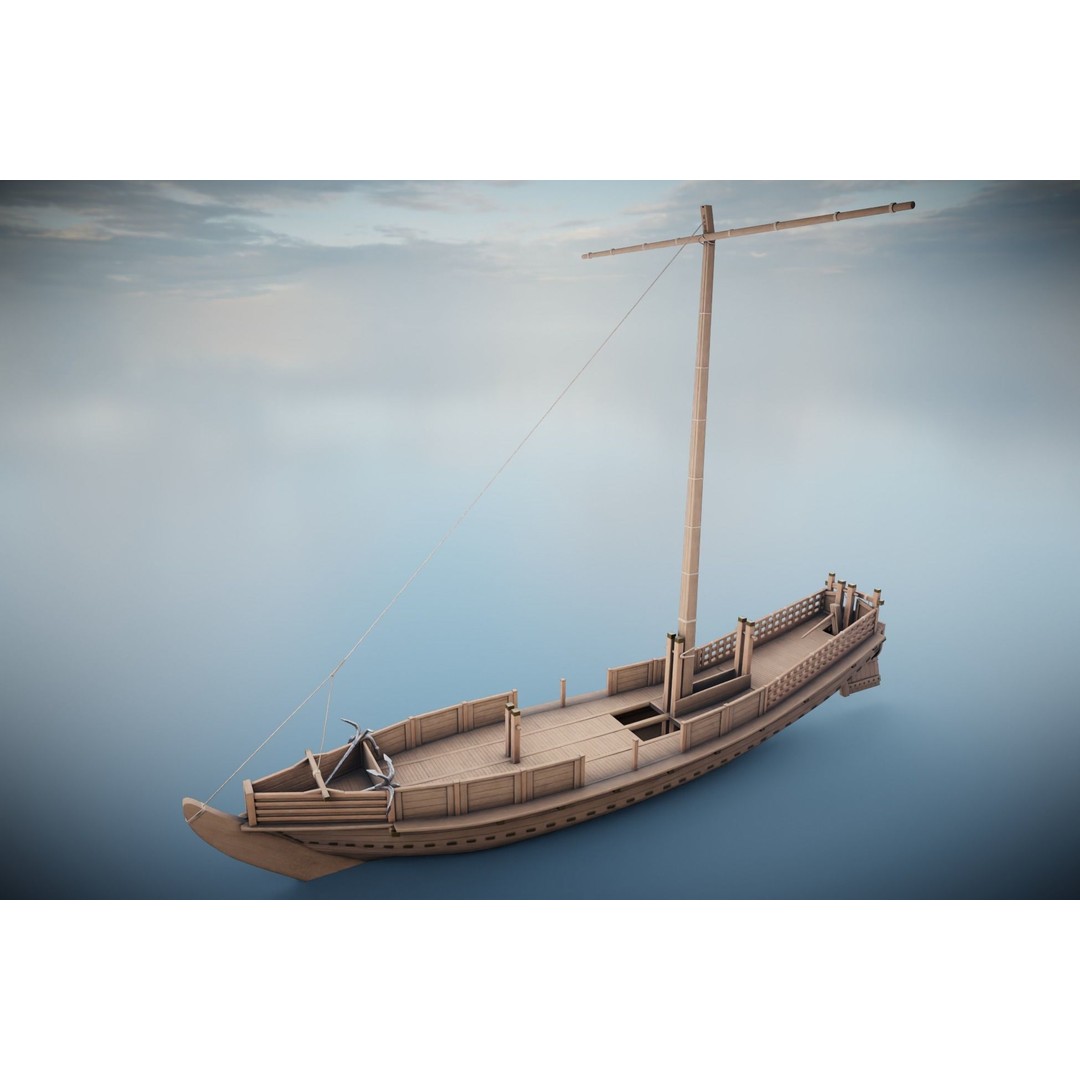 Godairikisen Japanese Ship 3D Model – Low Poly Historic Vessel, FBX - View 22