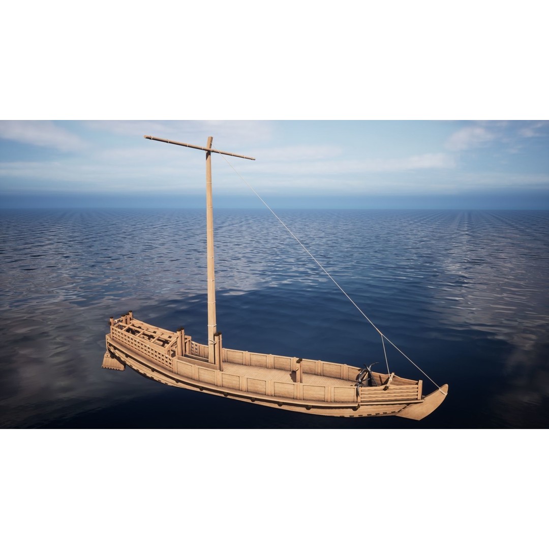 Godairikisen Japanese Ship 3D Model – Low Poly Historic Vessel, FBX - View 23