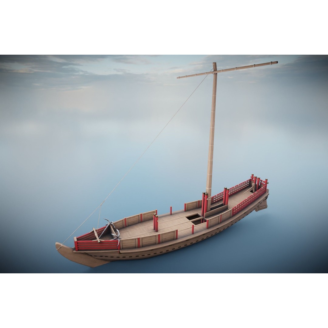 Godairikisen Japanese Ship 3D Model – Low Poly Historic Vessel, FBX - View 24