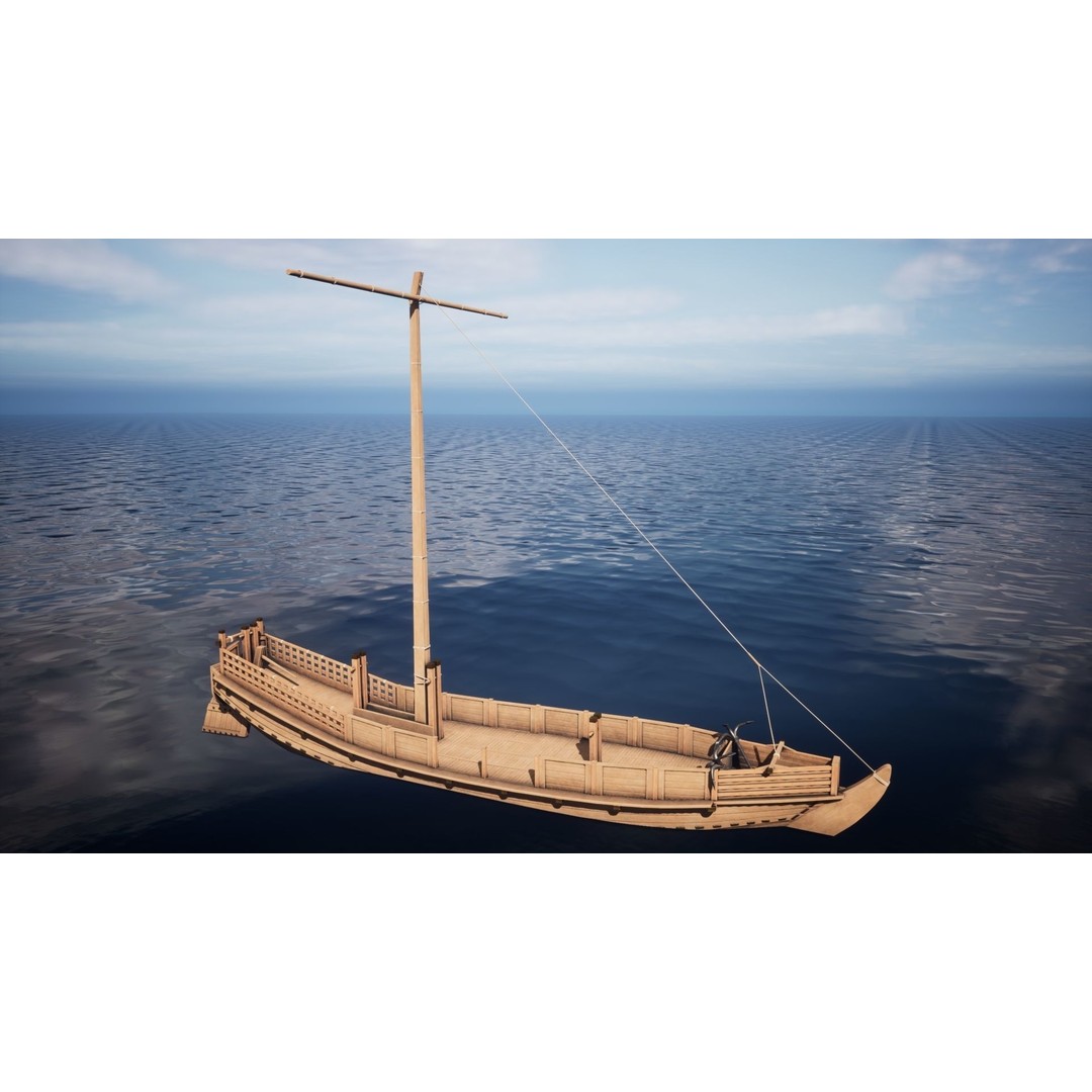Godairikisen Japanese Ship 3D Model – Low Poly Historic Vessel, FBX - View 25