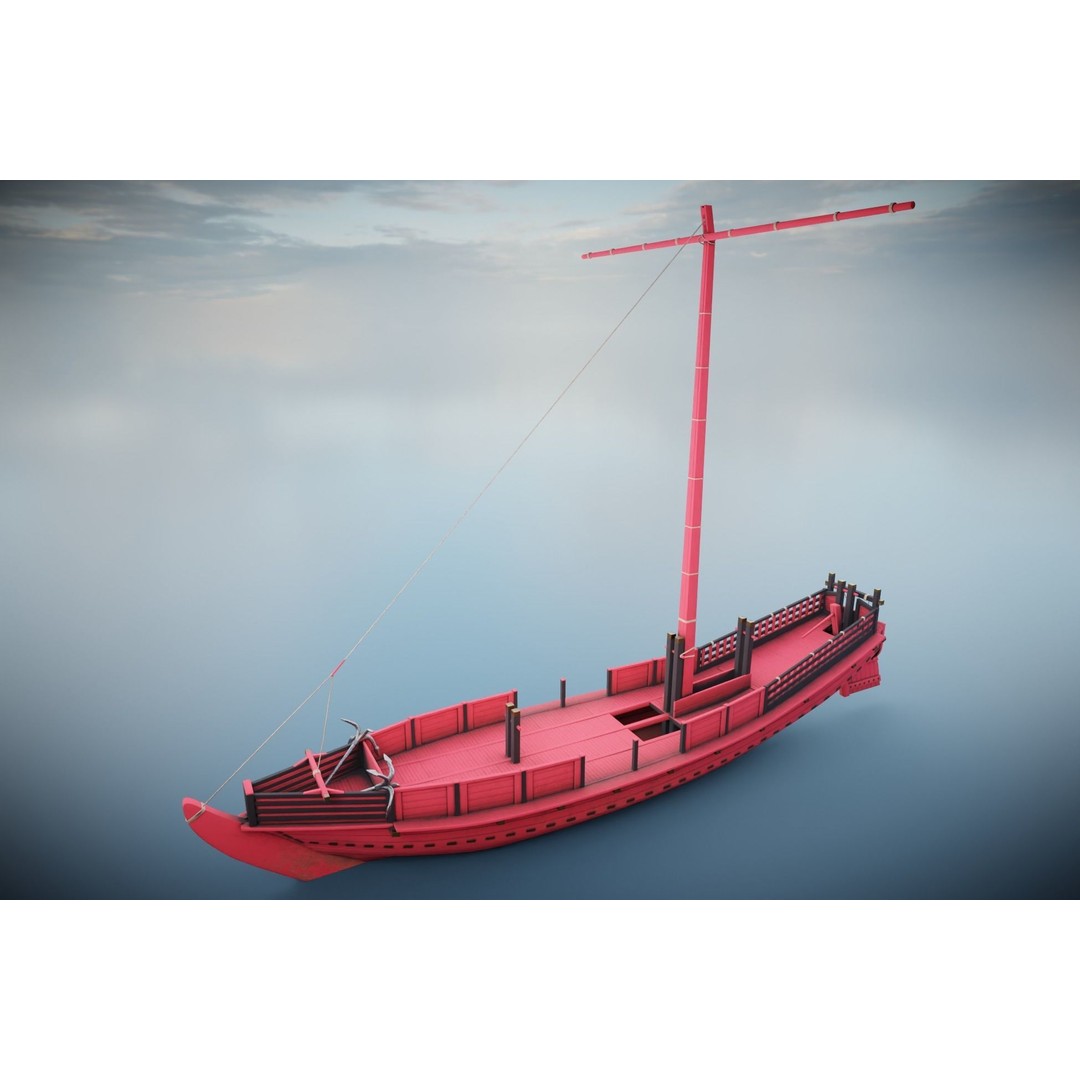 Godairikisen Japanese Ship 3D Model – Low Poly Historic Vessel, FBX - View 26