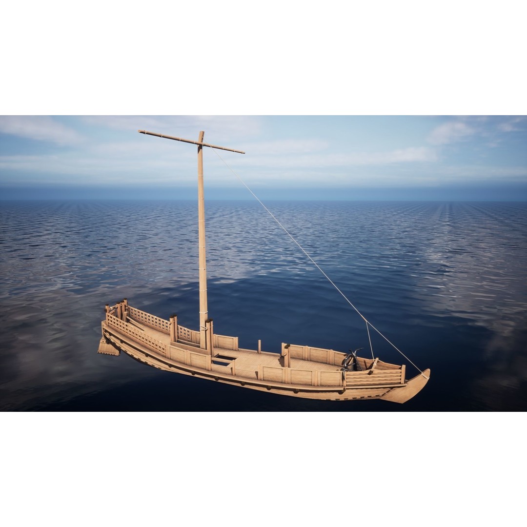Godairikisen Japanese Ship 3D Model – Low Poly Historic Vessel, FBX - View 27