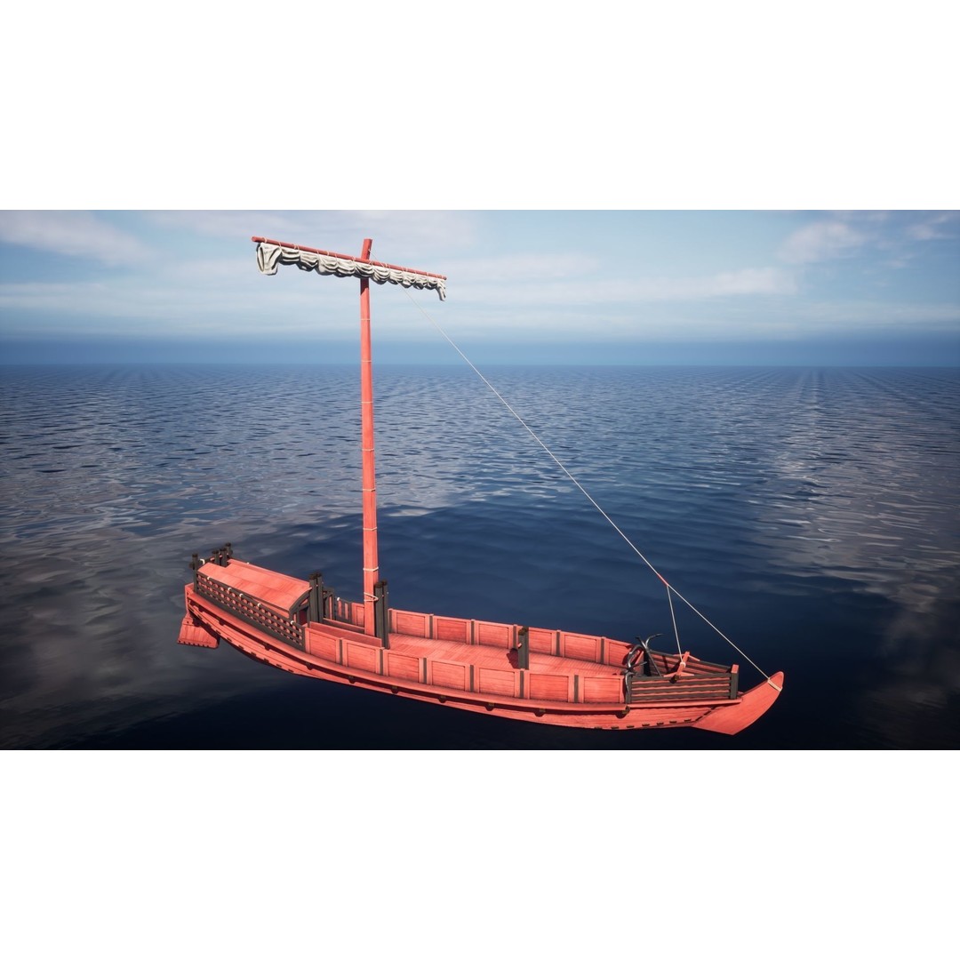 Godairikisen Japanese Ship 3D Model – Low Poly Historic Vessel, FBX - View 29