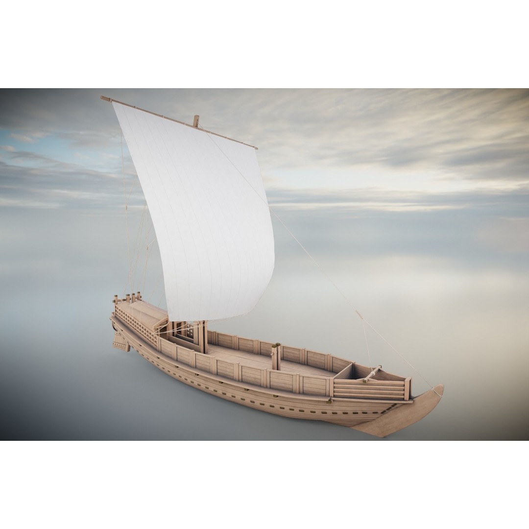Godairikisen Japanese Ship 3D Model – Low Poly Historic Vessel, FBX - View 3