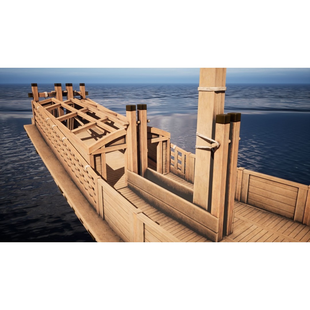 Godairikisen Japanese Ship 3D Model – Low Poly Historic Vessel, FBX - View 34