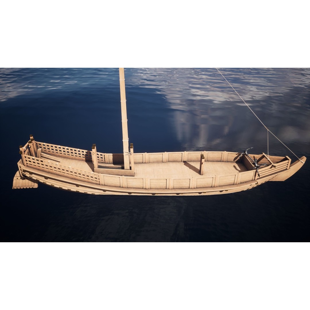 Godairikisen Japanese Ship 3D Model – Low Poly Historic Vessel, FBX - View 35