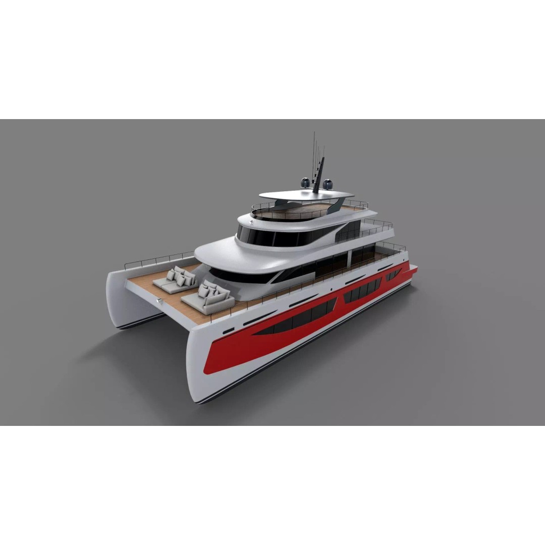 Catamaran 3D Model – Elegant Watercraft with PBR Textures, FBX - View 2