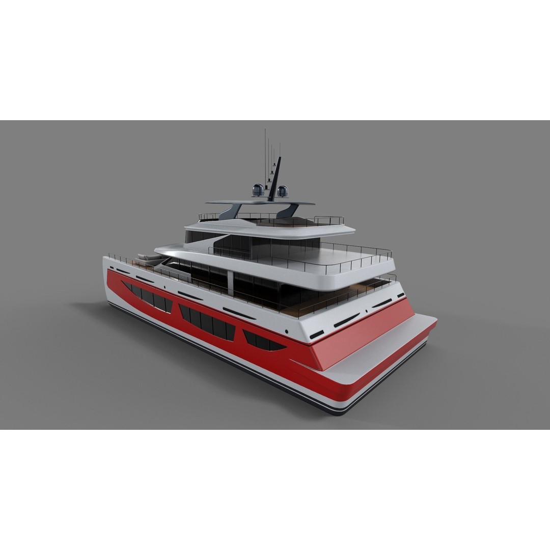Catamaran 3D Model – Elegant Watercraft with PBR Textures, FBX - View 4
