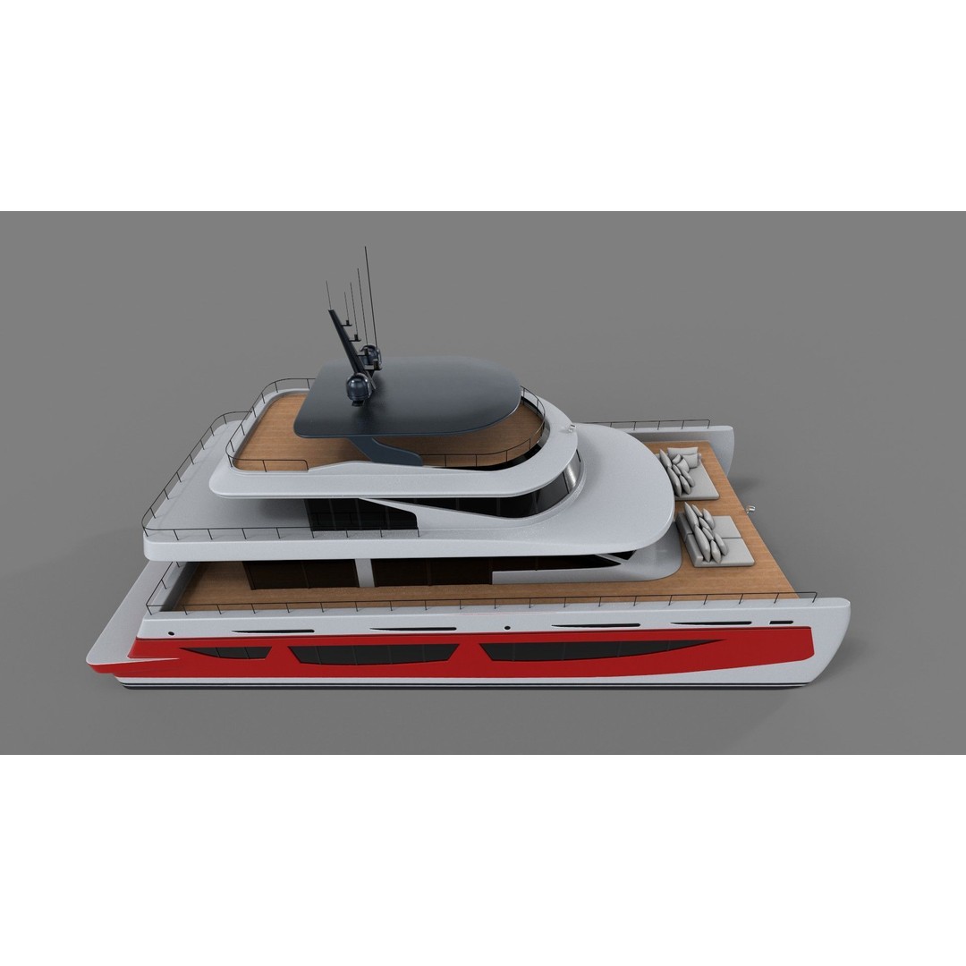 Catamaran 3D Model – Elegant Watercraft with PBR Textures, FBX - View 6