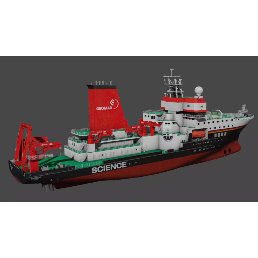 Meteor IV 3D Model – Low Poly Marine Research Vessel, FBX - View 10