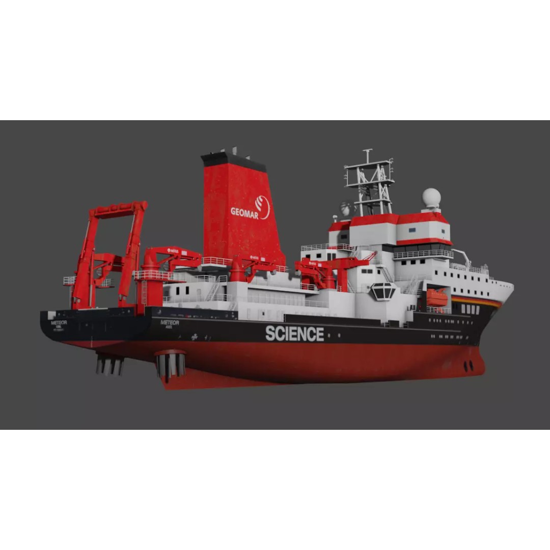 Meteor IV 3D Model – Low Poly Marine Research Vessel, FBX - View 14