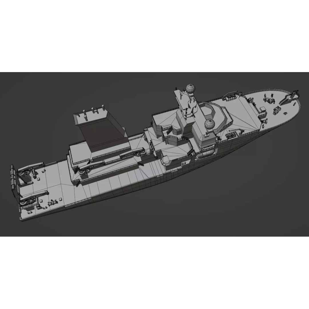 Meteor IV 3D Model – Low Poly Marine Research Vessel, FBX - View 6