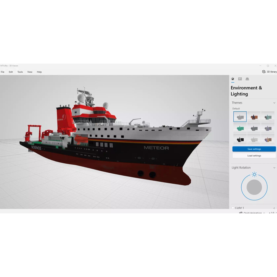 Meteor IV 3D Model – Low Poly Marine Research Vessel, FBX - View 7
