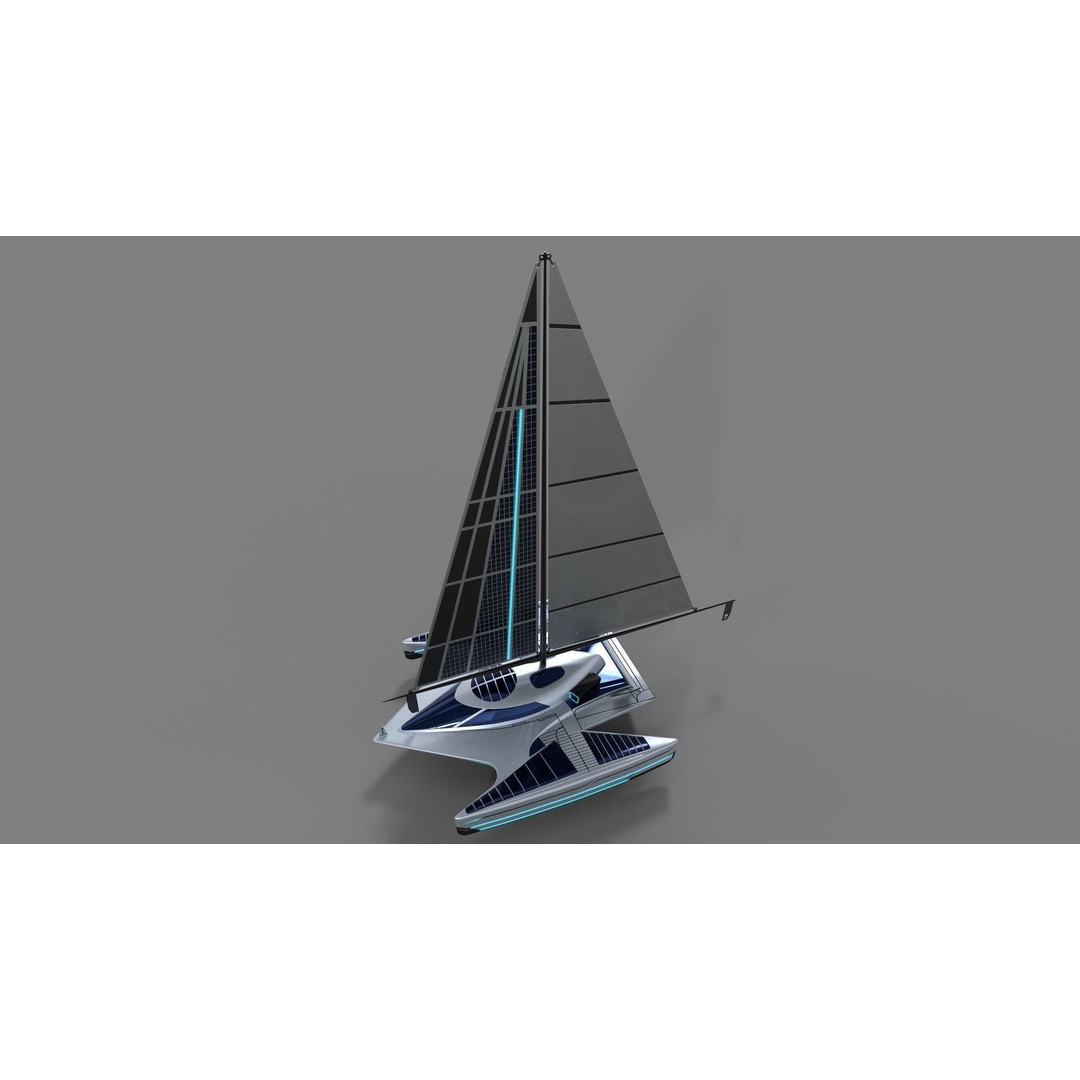 Futuristic Sailing Dinghy 3D Model – Low Poly PBR Asset, FBX - View 10